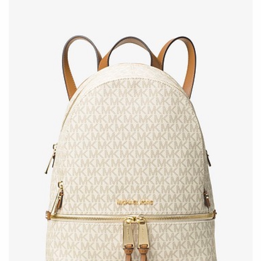 Michael Kors beige logo backpack